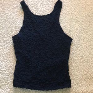 Navy floral crop top